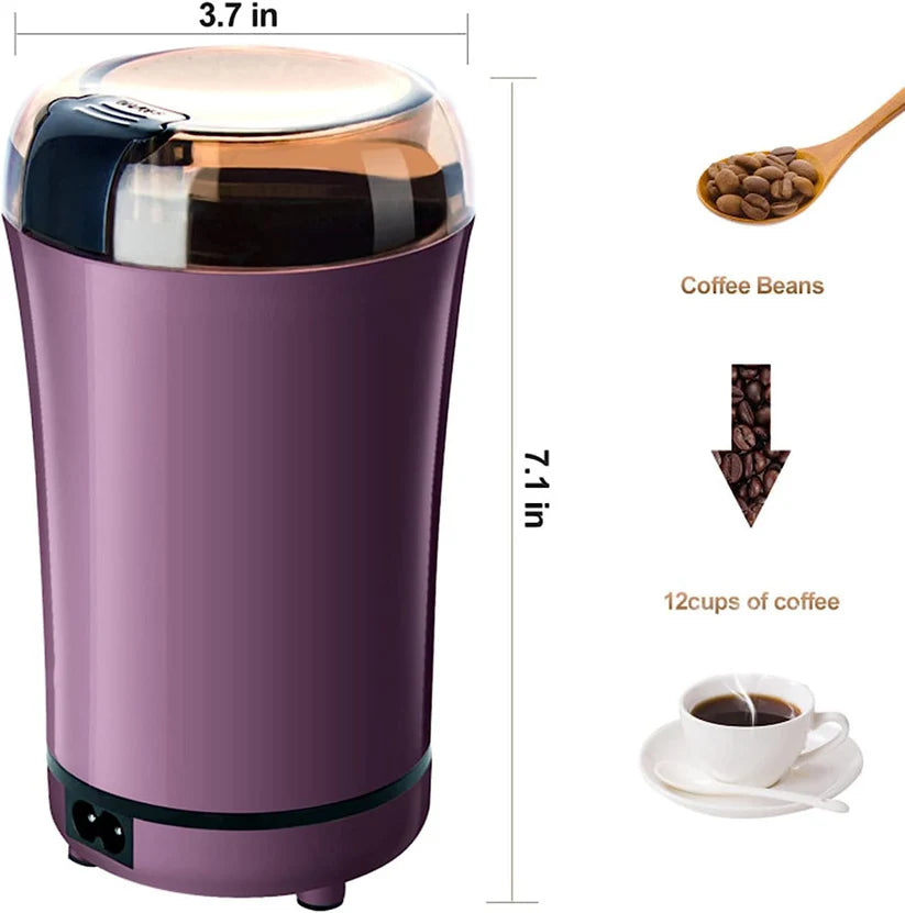Electric Coffee and Spice Grinder, Multi-Purpose Bean Mill, Purple