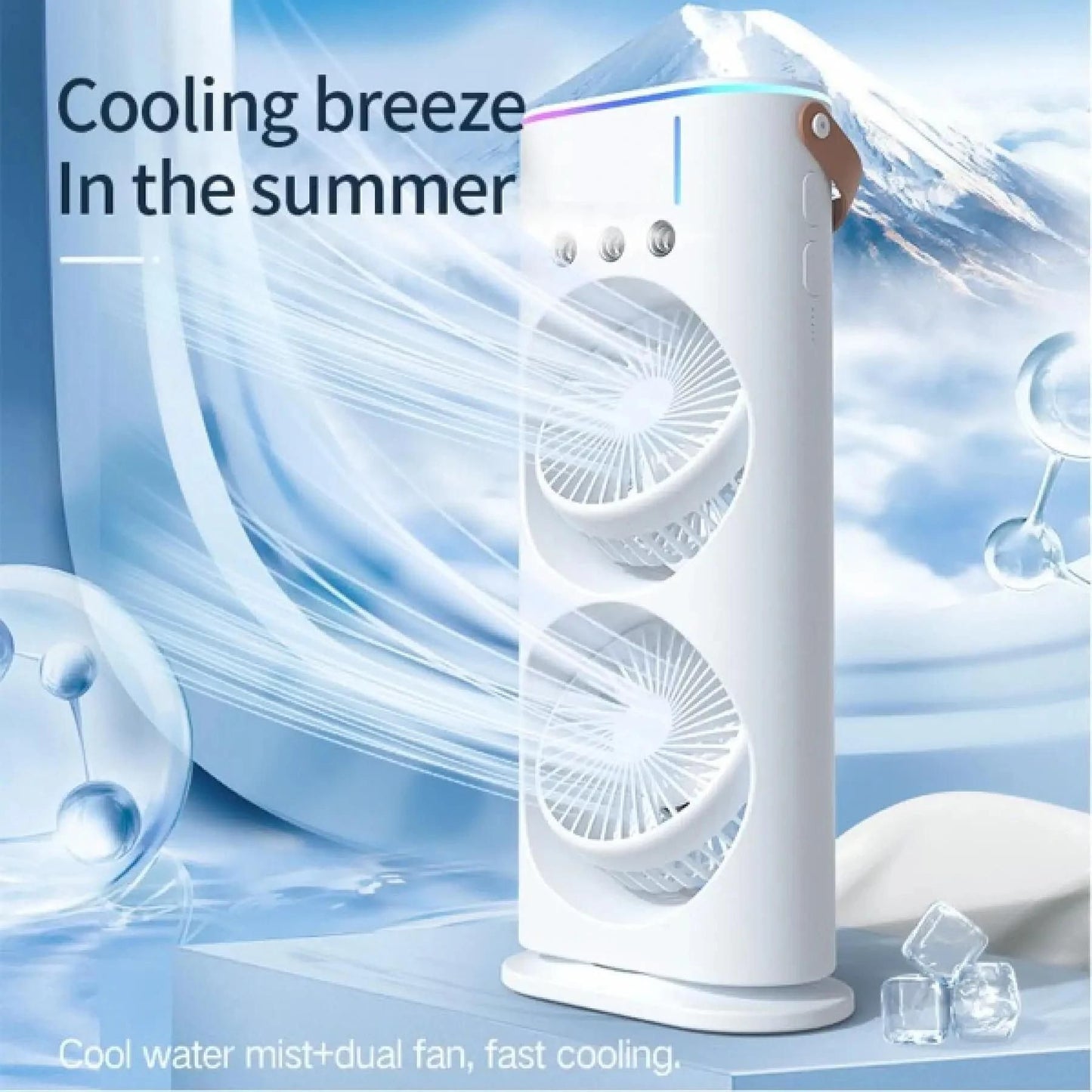 Rechargeable Double Spray Fan with Mist & Remote Controlled | Up to 8 Hours Backup Without Light