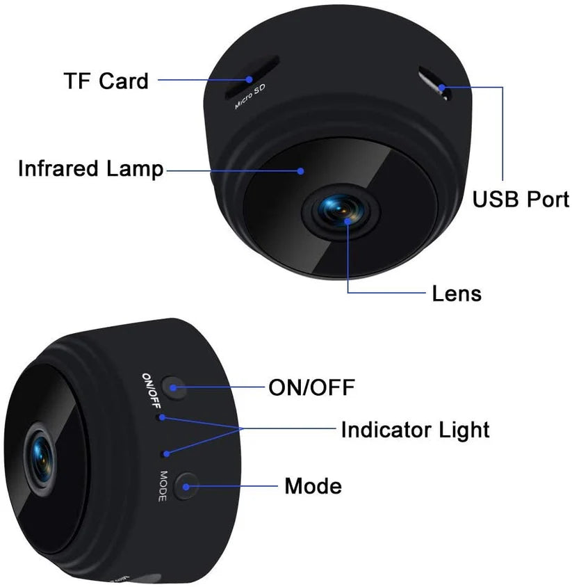 Full HD Wi-Fi Wireless Security Camera 1080p Audio Video Live View Low Light Vision Motion Detection Video Recorder for Home Office. (IP Camera)