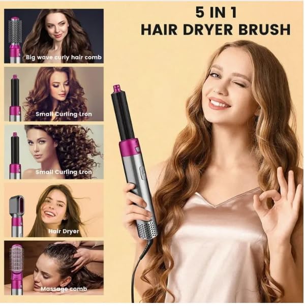 5 IN 1 Hair Styler Dryer Comb and Styling Tool for Curly Hair, Straightening, Curling, Drying, Combing,