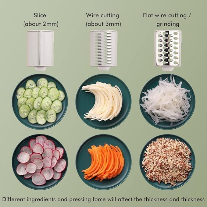 Multifunction Rotary Cheese Grater Slicer 4 in 1 Manual Mandolin Drum Julienne Grinder Shredder for Vegetables Potatoes Nuts Salad Cutter Machine Kitchen Gadget Tools