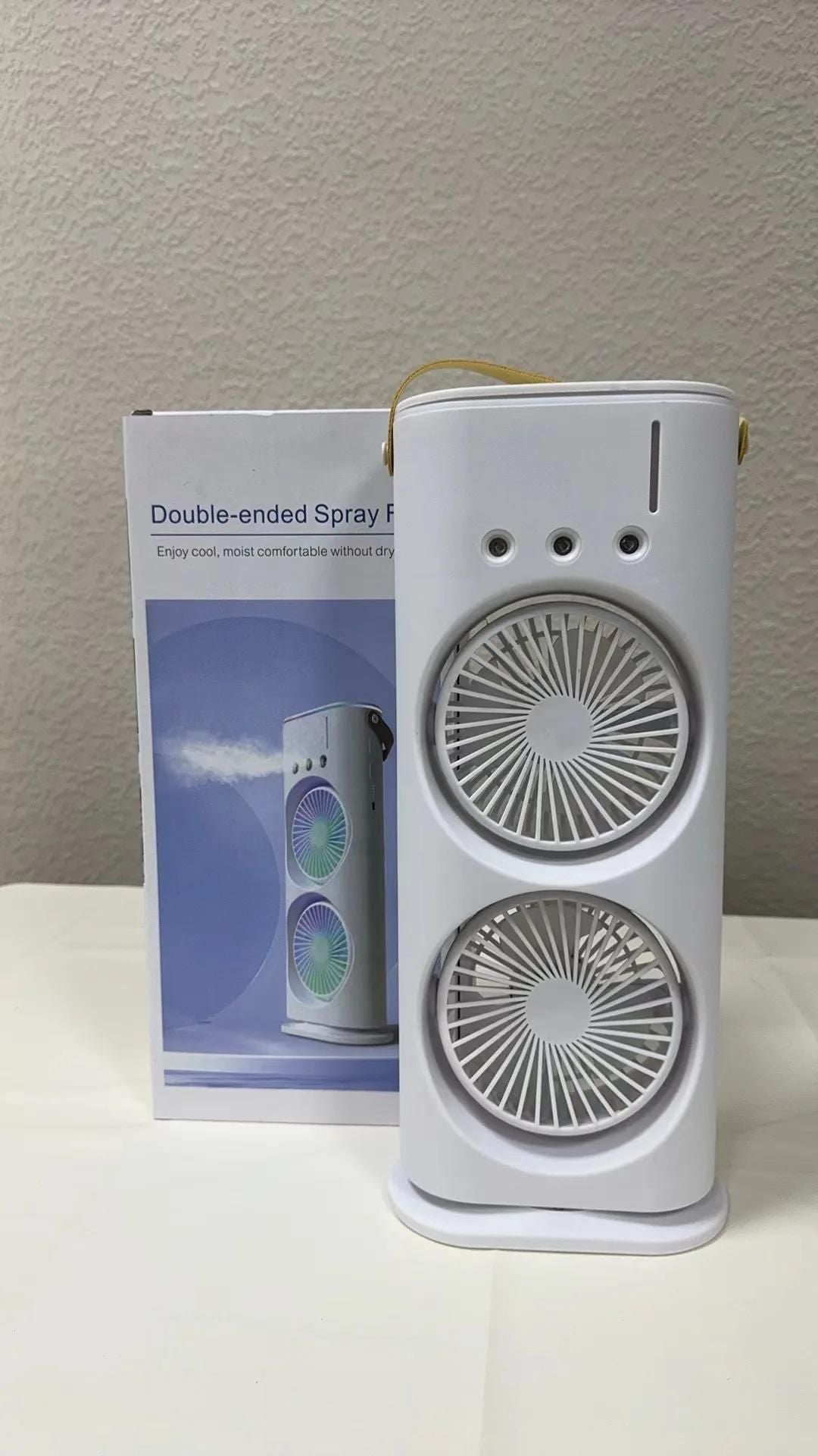 Rechargeable Double Spray Fan with Mist & Remote Controlled | Up to 8 Hours Backup Without Light