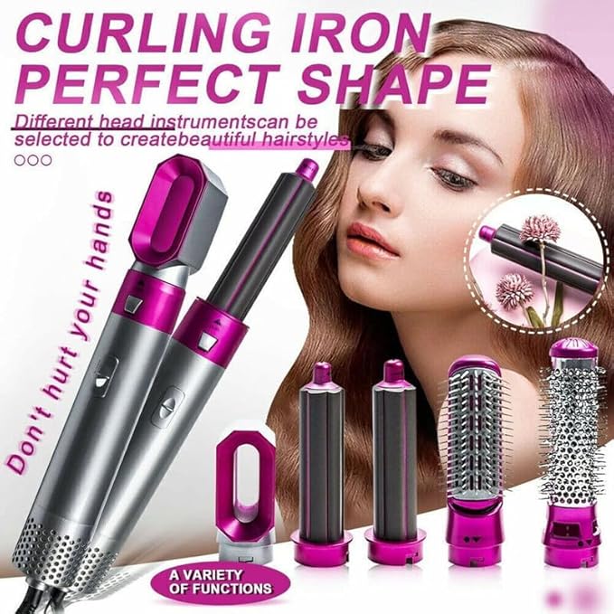 5 IN 1 Hair Styler Dryer Comb and Styling Tool for Curly Hair, Straightening, Curling, Drying, Combing,