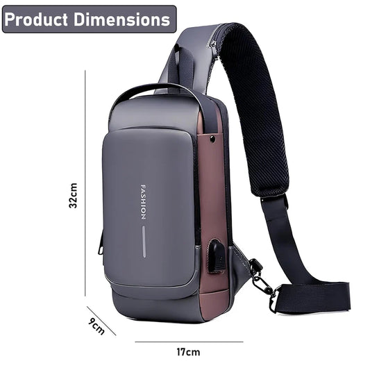 Waterproof Polyester Slim Unisex Crossbody Sling Bag Chest Backpack Mens Shoulder Bag Leisure Travel Handbag Hard Shell Anti-Theft Chest Bag (All Sling Bag)