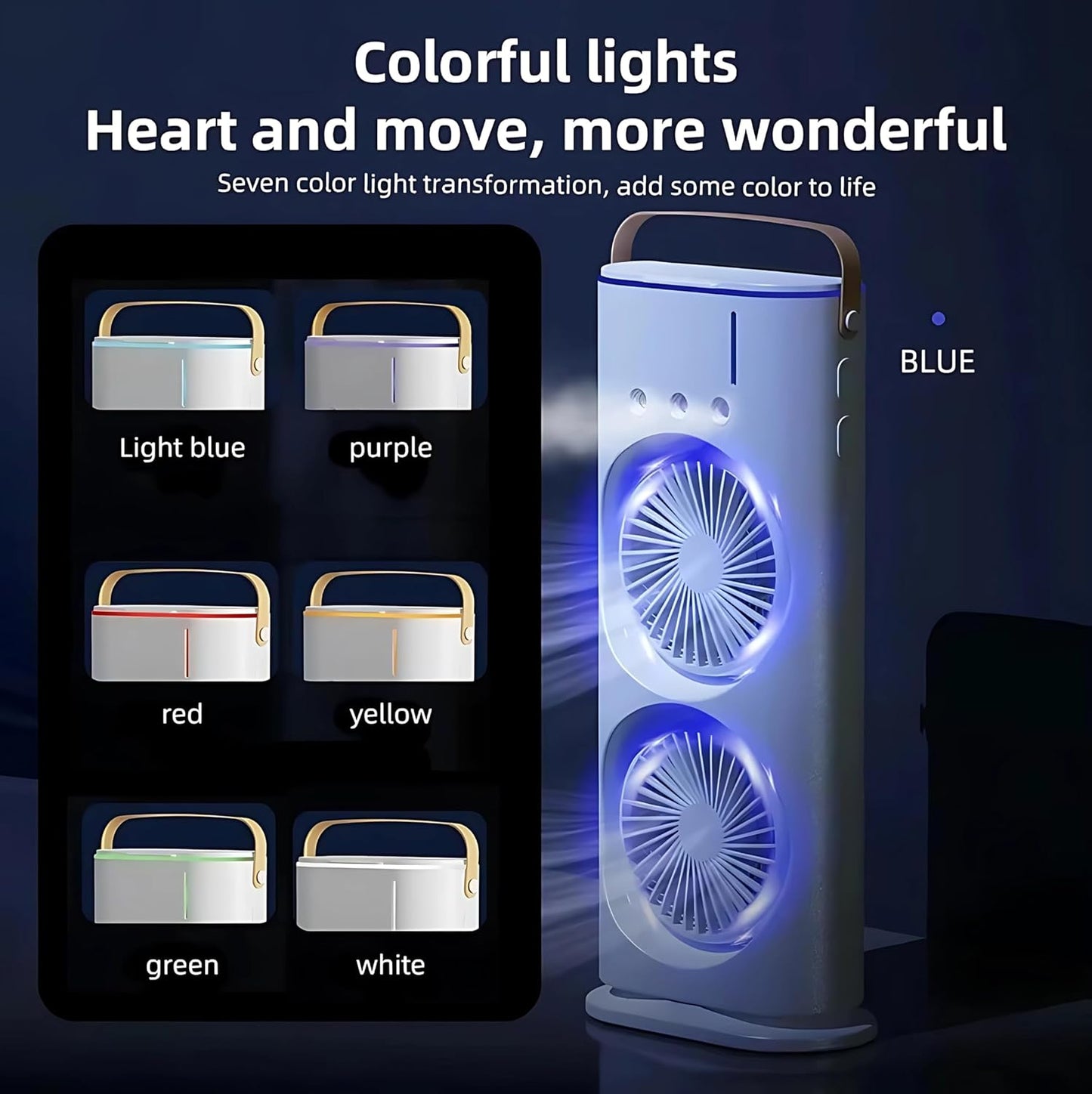 Rechargeable Double Spray Fan with Mist & Remote Controlled | Up to 8 Hours Backup Without Light