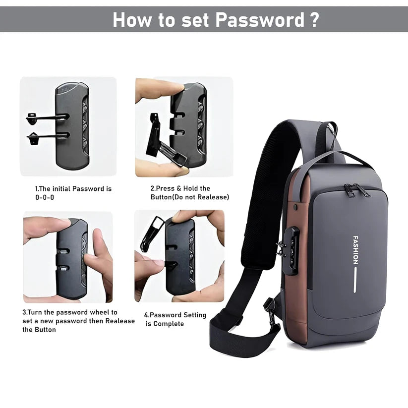 Waterproof Polyester Slim Unisex Crossbody Sling Bag Chest Backpack Mens Shoulder Bag Leisure Travel Handbag Hard Shell Anti-Theft Chest Bag (All Sling Bag)
