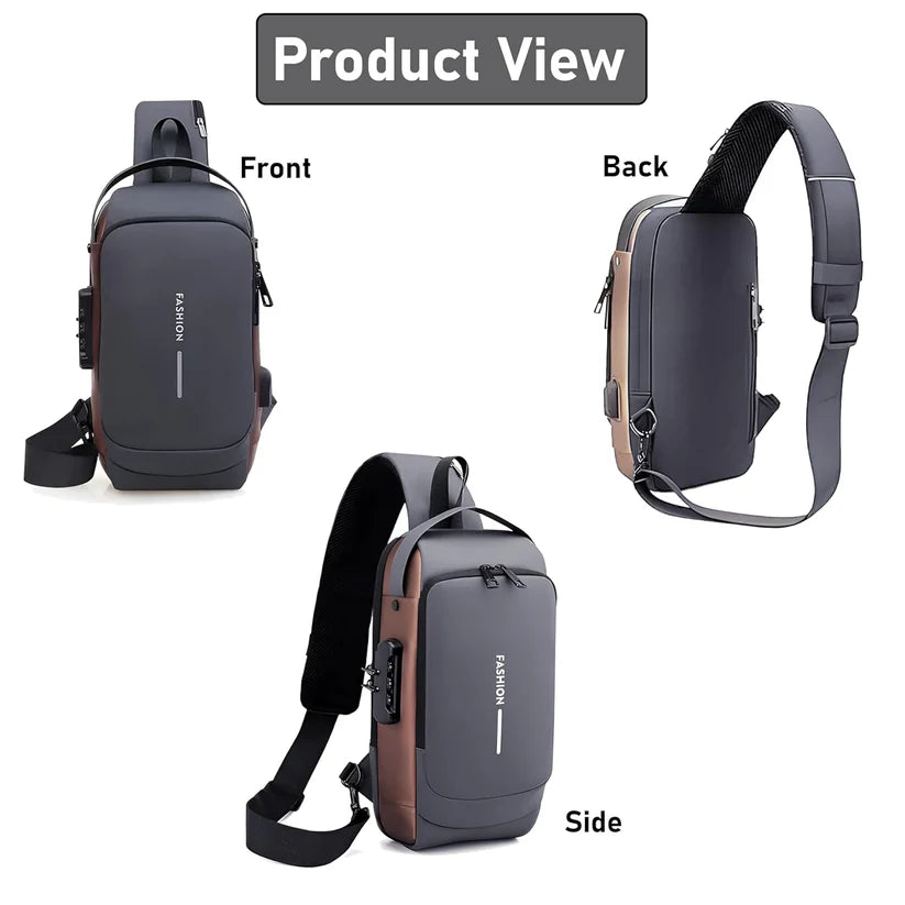 Waterproof Polyester Slim Unisex Crossbody Sling Bag Chest Backpack Mens Shoulder Bag Leisure Travel Handbag Hard Shell Anti-Theft Chest Bag (All Sling Bag)