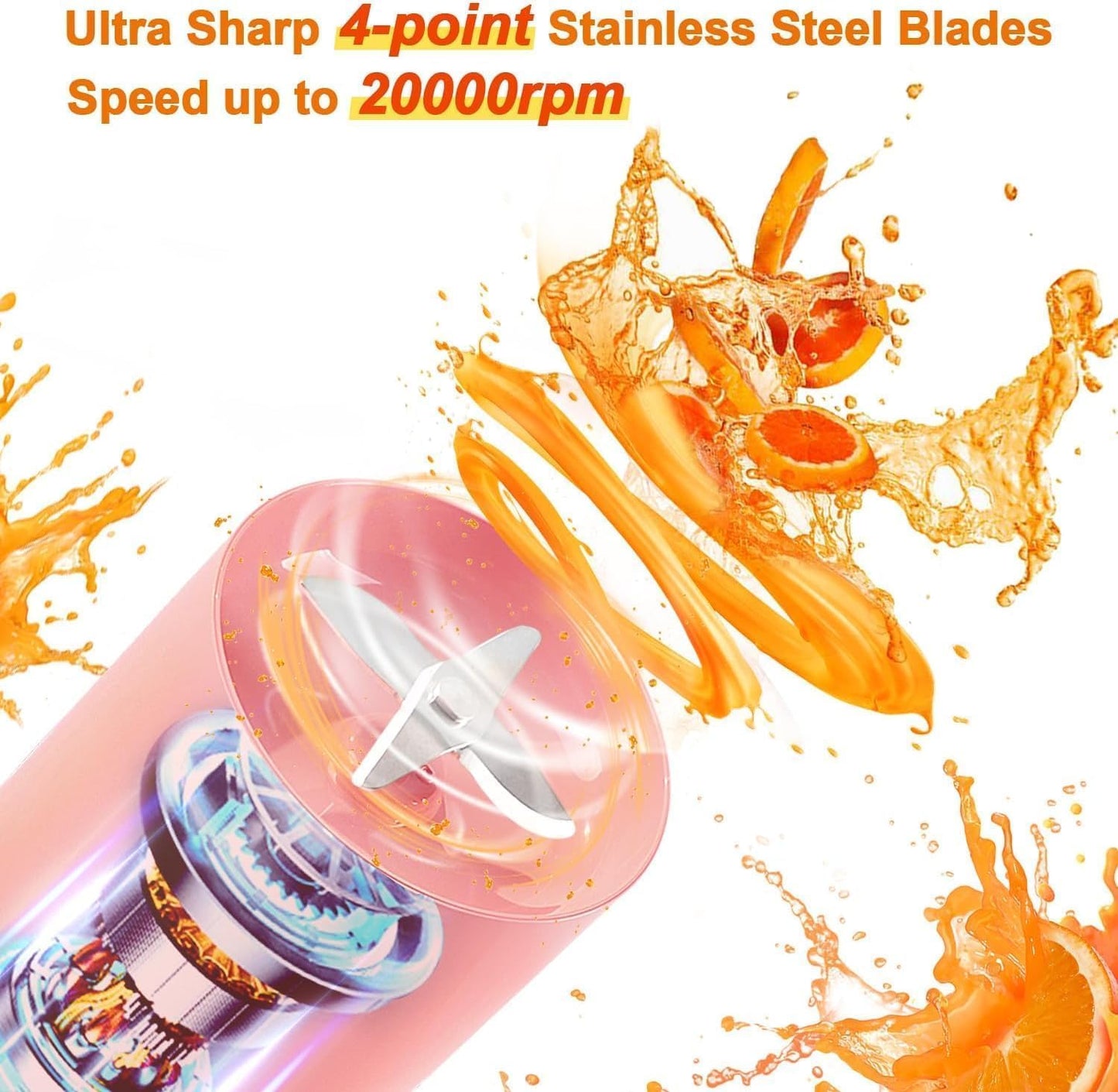 Portable USB Rechargeable Mini Blender - Electric Juicer Bottle, Grinder Mixer for Shakes, Smoothies, and Fruits