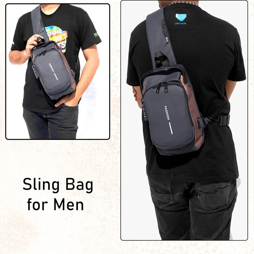 Waterproof Polyester Slim Unisex Crossbody Sling Bag Chest Backpack Mens Shoulder Bag Leisure Travel Handbag Hard Shell Anti-Theft Chest Bag (All Sling Bag)