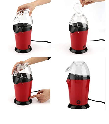 Hot Air Popcorn, Popper Electric Machine Snack Maker, with Measuring Cup and Removable Lid/Instant Popcorn Grade Aluminum Alloy Oil Free Popcorn Maker