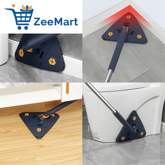 ZeeMart 360° Rotatable Adjustable Triangle Mop with Stainless Steel Long Handle