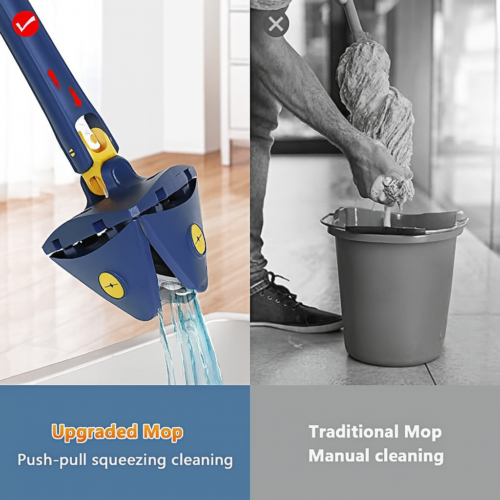 ZeeMart 360° Rotatable Adjustable Triangle Mop with Stainless Steel Long Handle