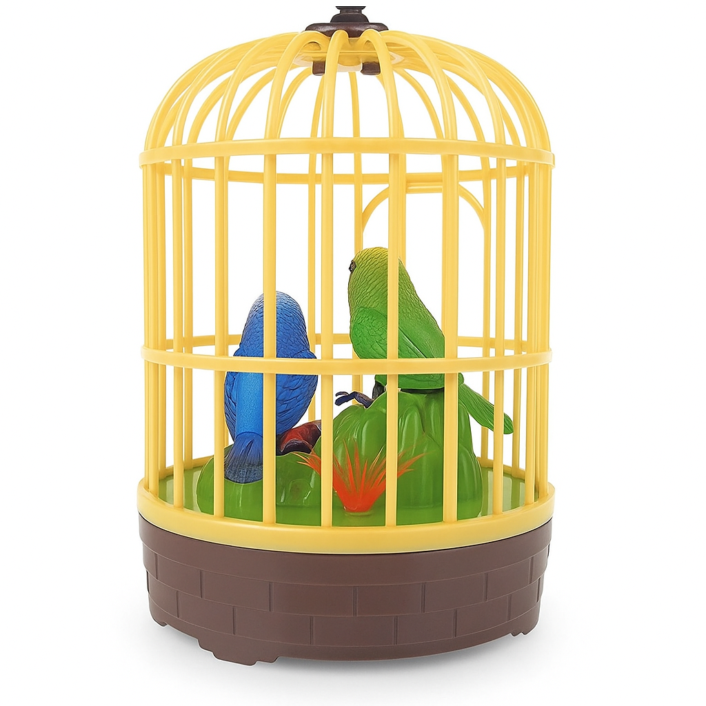 ZeeMart Premium Talking Bird Cage Toy 2 Sound Modes: Chirping Mode + Repeat Mode Voice-Activated | Baby-Friendly | Gift-Ready