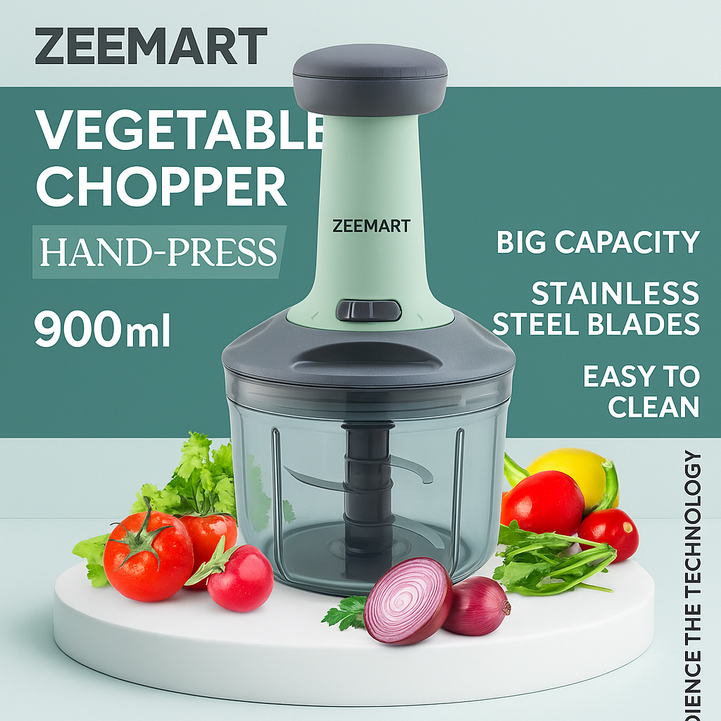 Zeemart Premium Manual Hand Press Push Vegetables Chopper| Six Sharp Blades for Effortless Chopping | Cutting Machine for Onion & Tomato for Kitchen Use