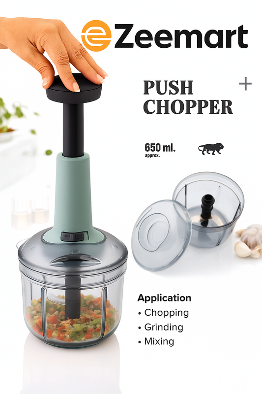 Zeemart Premium Manual Hand Press Push Vegetables Chopper| Six Sharp Blades for Effortless Chopping | Cutting Machine for Onion & Tomato for Kitchen Use