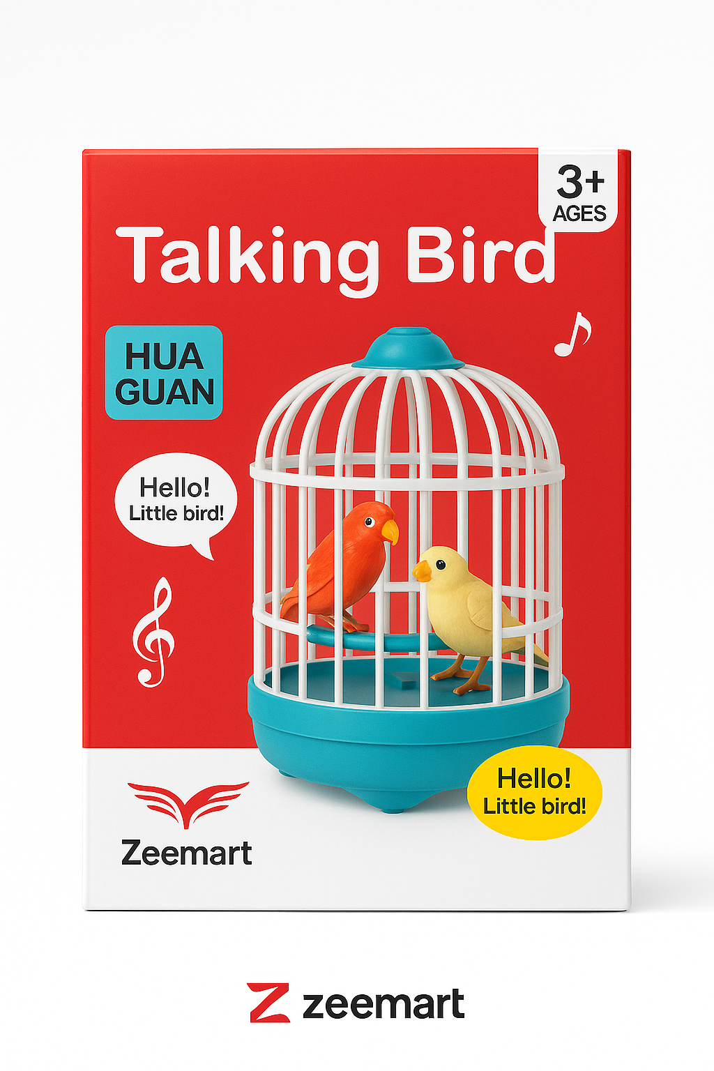 ZeeMart Premium Talking Bird Cage Toy 2 Sound Modes: Chirping Mode + Repeat Mode Voice-Activated | Baby-Friendly | Gift-Ready