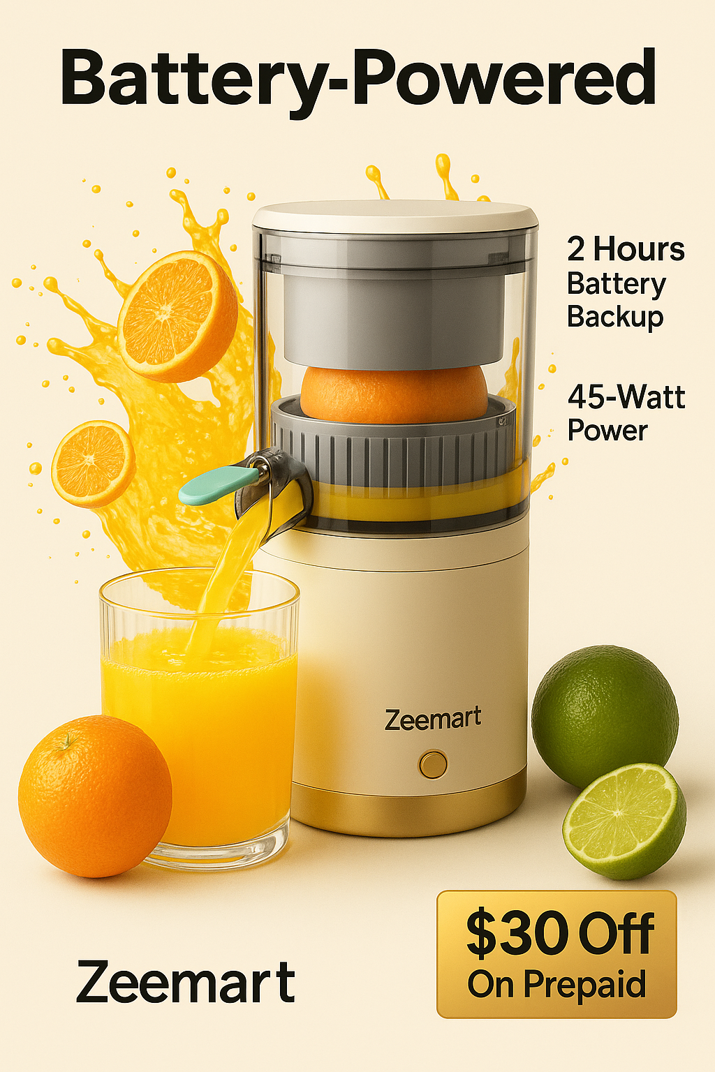 Electric Citrus Fruit Juicer – USB Rechargeable | Fast & Easy