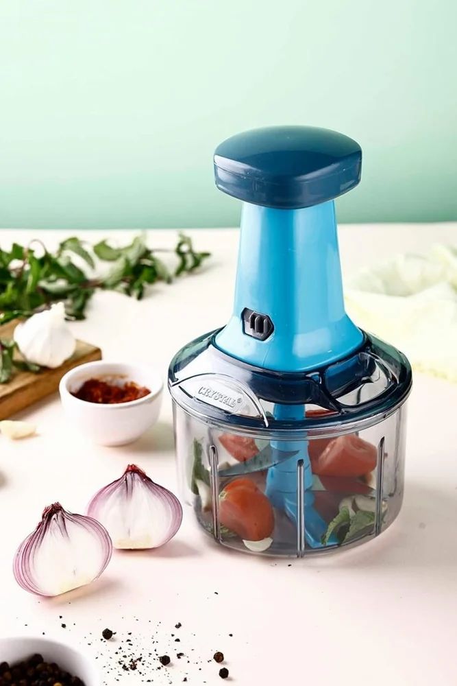 Zeemart Premium Manual Hand Press Push Vegetables Chopper| Six Sharp Blades for Effortless Chopping | Cutting Machine for Onion & Tomato for Kitchen Use