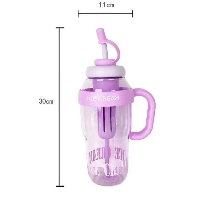 Motivational Water Bottle, Leak-Proof, Large Plastic Drinking Bottle with Straw & Handle for Fitness, Gym, Running, Outdoor Sports, Travel, Juice, Beverages, Shake Tumbler
