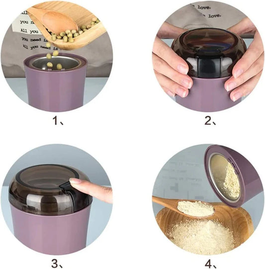 Electric Coffee and Spice Grinder, Multi-Purpose Bean Mill, Purple