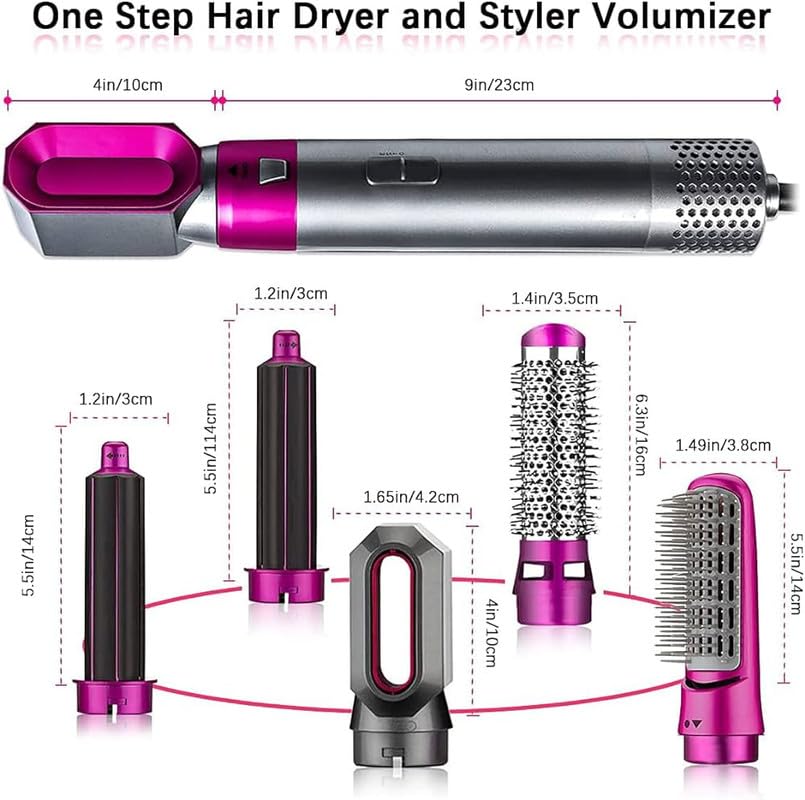 5 IN 1 Hair Styler Dryer Comb and Styling Tool for Curly Hair, Straightening, Curling, Drying, Combing,