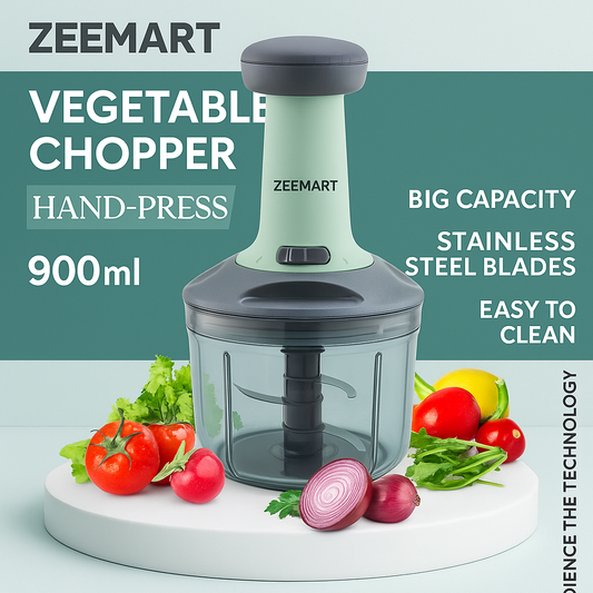 Zeemart Premium Manual Hand Press Push Vegetables Chopper| Six Sharp Blades for Effortless Chopping | Cutting Machine for Onion & Tomato for Kitchen Use