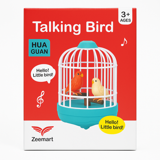 ZeeMart Premium Talking Bird Cage Toy 2 Sound Modes: Chirping Mode + Repeat Mode Voice-Activated | Baby-Friendly | Gift-Ready